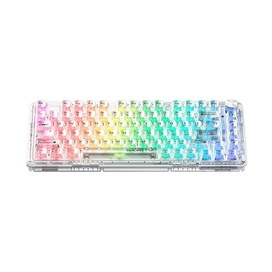 Teclado Mecânico Gamer Machenike K500f-B81 CRYSTAL, 75%, Switch Crystal Tátil Hot-Swappable, Branco Transpar4ente - K500F-B81 WH BX Teclado Mecânico Gamer Machenike K500f-B81 CRYSTAL, 75%, Switch Crystal Tátil Hot-Swappable, Branco Transpar4ente - K500F-B81 WH BX