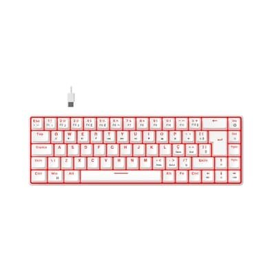 Teclado Mecânico Gamer Hyrax Thunder Pro, Switch Huano Marrom, LED Vermelho, Layout 65%, USB-C, ABNT2, Branco - HCK65W-BROWN-LED Teclado Mecânico Gamer Hyrax Thunder Pro, Switch Huano Marrom, LED Vermelho, Layout 65%, USB-C, ABNT2, Branco - HCK65W-BROWN-LED
