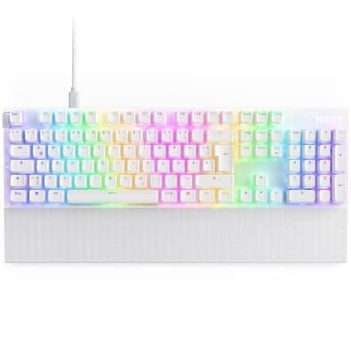 Teclado Óptico Gamer NZXT Function 2 Full Size, RBG, USB-C, Layout US, Branco - KB-001NW-US