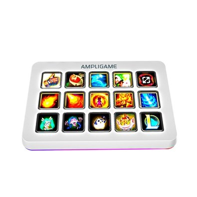 Stream Controller Gamer Fifine AmpliGame D6, 15 Teclas Macro LCD, RGB, Branco - D6W