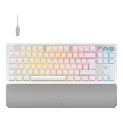 Teclado Magnético Gamer Corsair K70 PRO TKL LED RGB, Switch CORSAIR MGX, Hall Effect, Rapid Trigger, US, Branco - CH-911921G-NA Teclado Magnético Gamer Corsair K70 PRO TKL LED RGB, Switch CORSAIR MGX, Hall Effect, Rapid Trigger, US, Branco - CH-911921G-NA