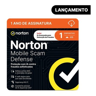 Antivírus Norton Mobile Scam Defense, 1 Dispositivo, 12 Meses, Proteção Contra Golpes, Digital Para Download - 21484472 Antivírus Norton Mobile Scam Defense, 1 Dispositivo, 12 Meses, Proteção Contra Golpes, Digital Para Download - 21484472