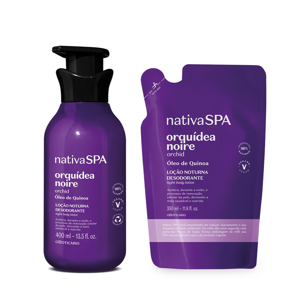 Combo Nativa Spa: Loção Corporal Orquídea Noire 400ml + Refil Ameixa Negra 350ml