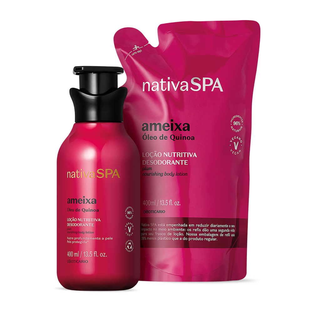 Combo Nativa Spa Ameixa: Loção Corporal 400ml + Refil 400ml Combo Nativa Spa Ameixa: Loção Corporal 400ml + Refil 400ml