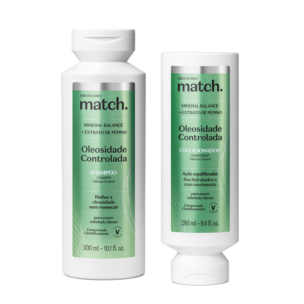 Combo Match Oleosidade Controlada: Shampoo 300ml + Condicionador 280ml Combo Match Oleosidade Controlada: Shampoo 300ml + Condicionador 280ml