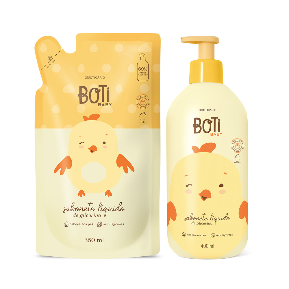 Combo Boti Baby: Sabonete Líquido de Glicerina 400ml + Refil 350ml