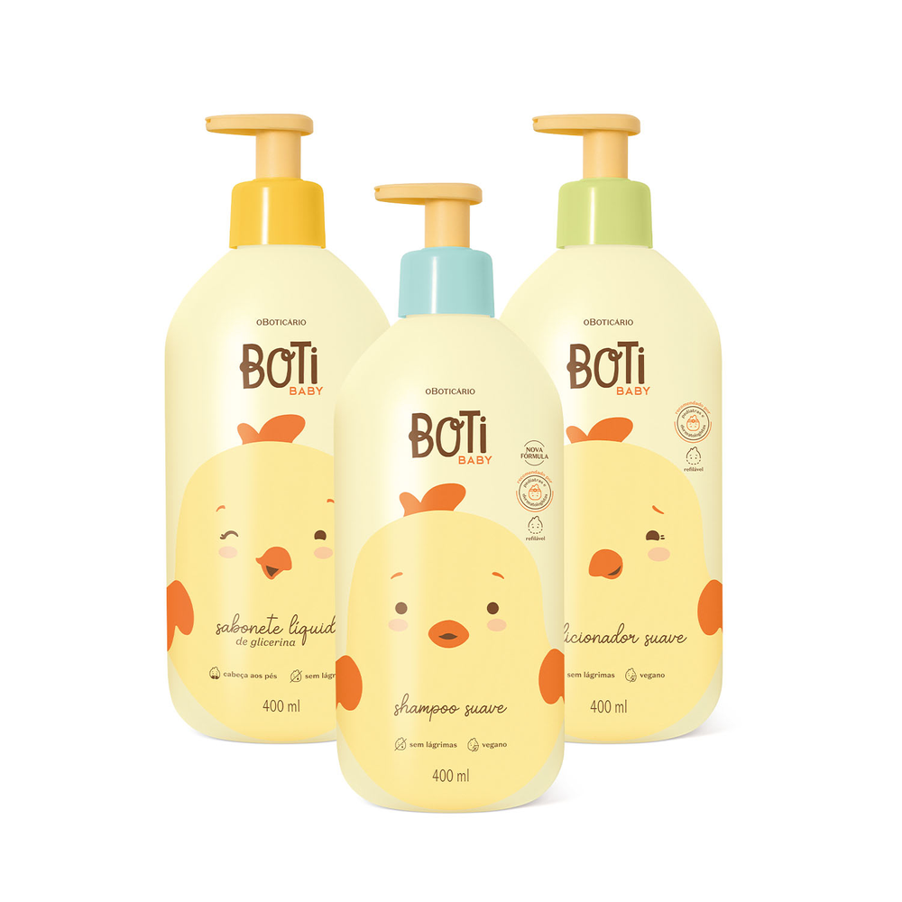 Combo Boti Baby: Shampoo Suave 400ml + Condicionador Suave 400ml + Sabonete Líquido de Glicerina 400ml Combo Boti Baby: Shampoo Suave 400ml + Condicionador Suave 400ml + Sabonete Líquido de Glicerina 400ml