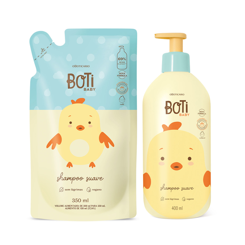 Combo Boti Baby: Shampoo Suave 400ml + Refil 350ml Combo Boti Baby: Shampoo Suave 400ml + Refil 350ml