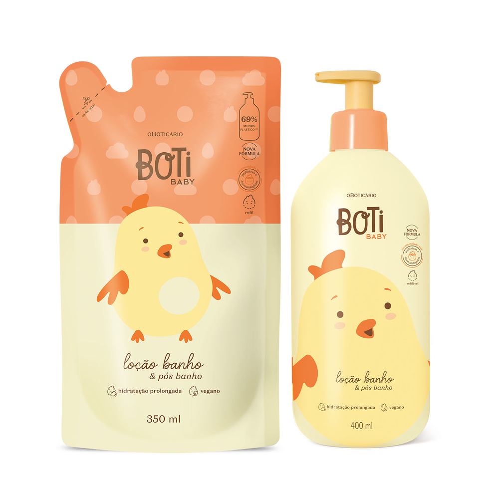 Combo Boti Baby: Loção Banho 400ml + Refil 350ml Combo Boti Baby: Loção Banho 400ml + Refil 350ml