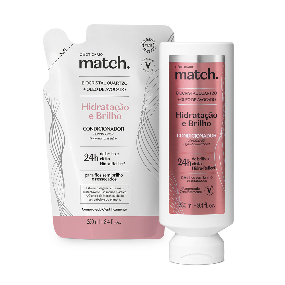 Combo Match Hidratação e Brilho: Condicionador 280ml + Refil 250ml Combo Match Hidratação e Brilho: Condicionador 280ml + Refil 250ml