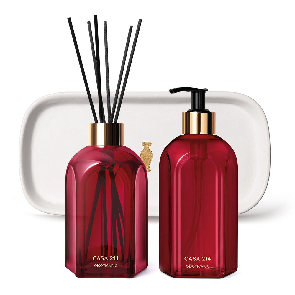 Combo Casa 214 Gardênia Imperial: Sabonete Líquido 400ml + Difusor de Ambiente com Varetas 250ml + Bandeja de Lavabo Casa 214 Combo Casa 214 Gardênia Imperial: Sabonete Líquido 400ml + Difusor de Ambiente com Varetas 250ml + Bandeja de Lavabo Casa 214
