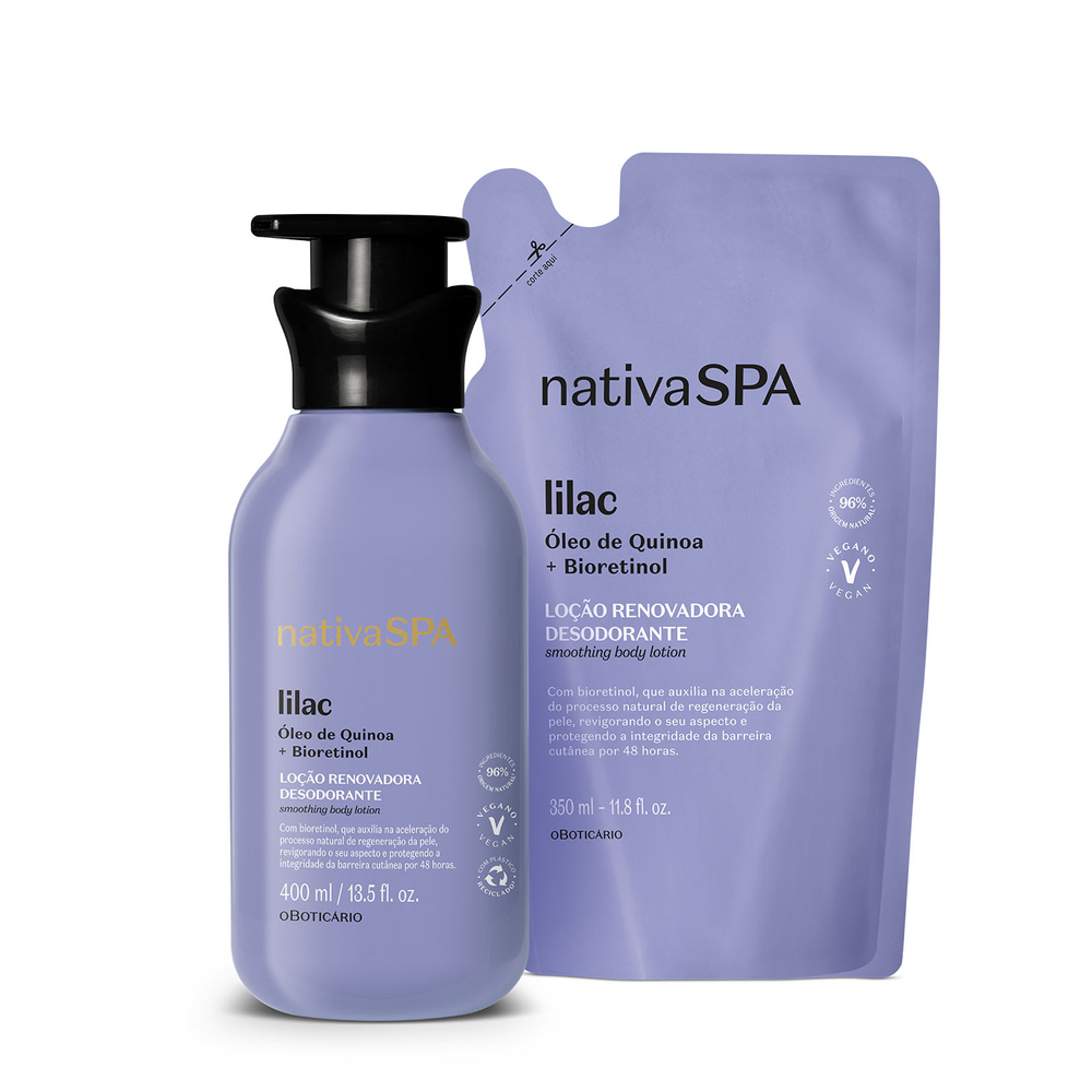 Combo Nativa Spa Lilac: Loção Corporal 400ml + Sabonetes em Barra 2x90g cada Combo Nativa Spa Lilac: Loção Corporal 400ml + Sabonetes em Barra 2x90g cada