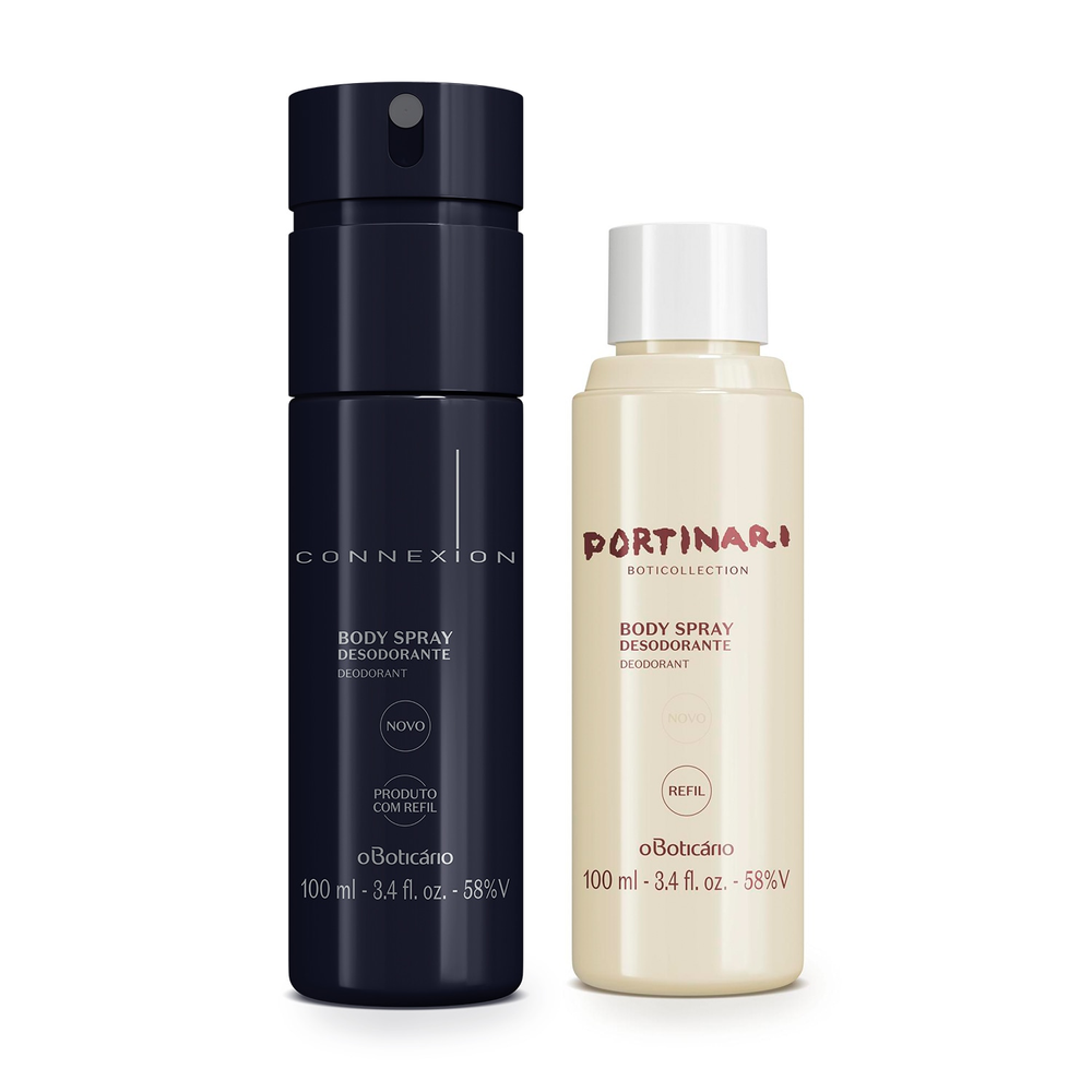 Combo Boticollection: Desodorante Body Spray Connexion 100ml + Refil Portinari 100ml Combo Boticollection: Desodorante Body Spray Connexion 100ml + Refil Portinari 100ml
