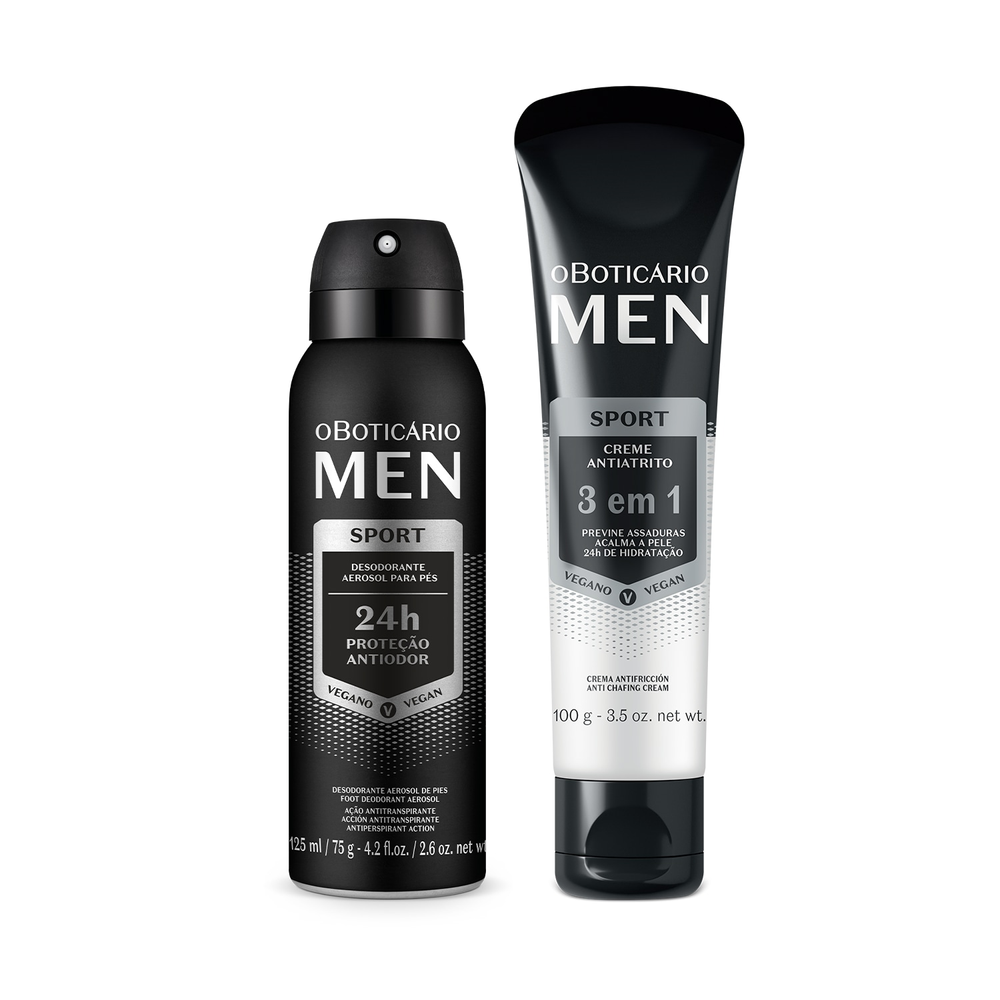 Combo MEN Sport: Creme Antiatrito 3 em 1 100g + Desodorante Para Pés 125ml Combo MEN Sport: Creme Antiatrito 3 em 1 100g + Desodorante Para Pés 125ml