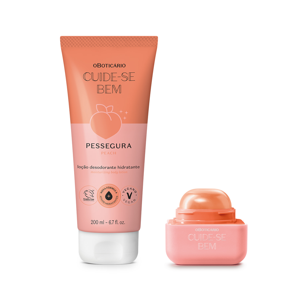 Combo Cuide-se Bem Pessegura: Loção Corporal O Boticário 200ml + Hidratante Labial Coral Quem Disse, Berenice? 6,2g