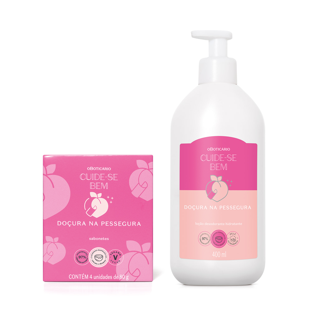 Combo Cuide-se Bem Doçura na Pessegura: Loção Corporal 400ml + Sabonetes em Barra 4x80g Combo Cuide-se Bem Doçura na Pessegura: Loção Corporal 400ml + Sabonetes em Barra 4x80g