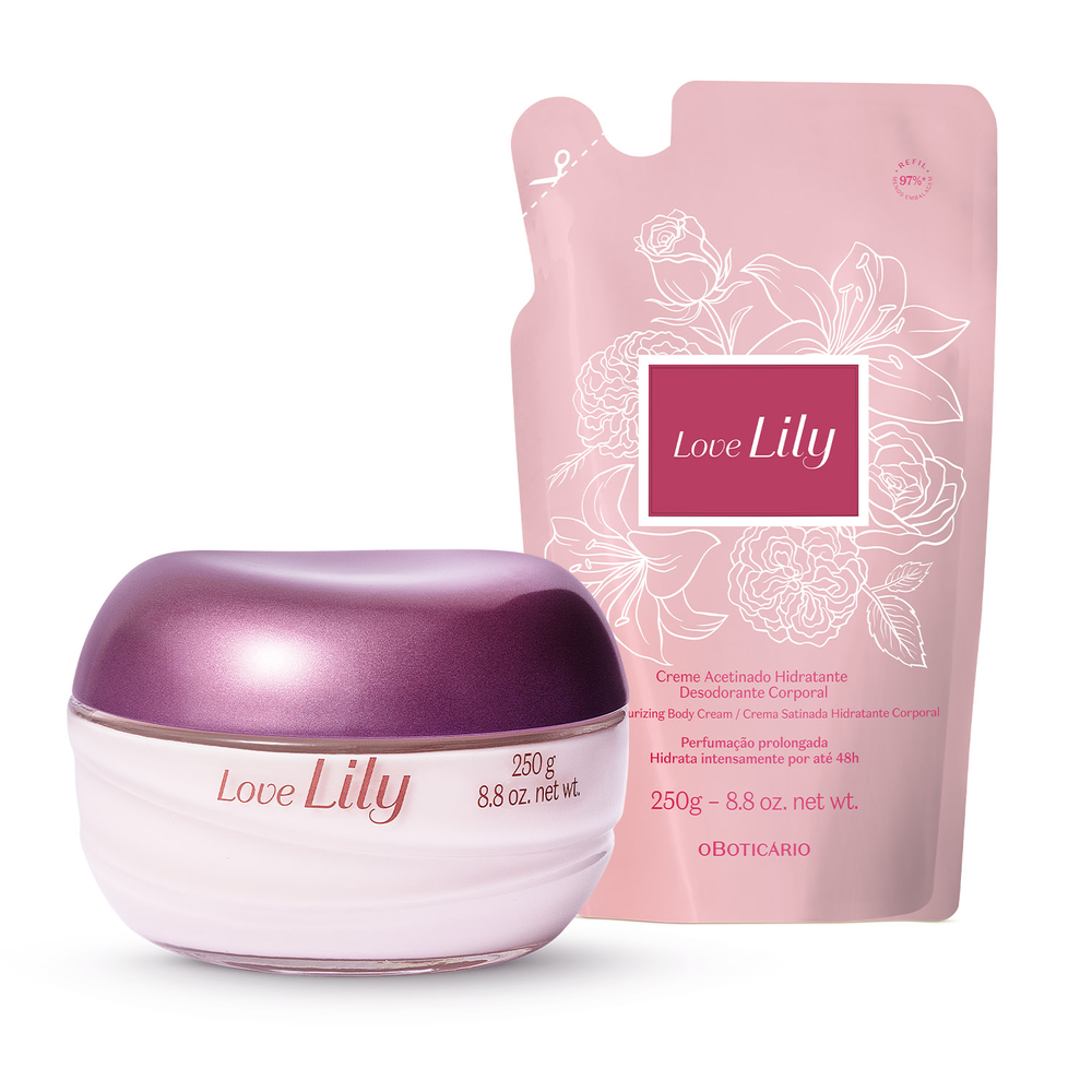 Combo Love Lily: Creme Acetinado Corporal 250g + Refil 250g