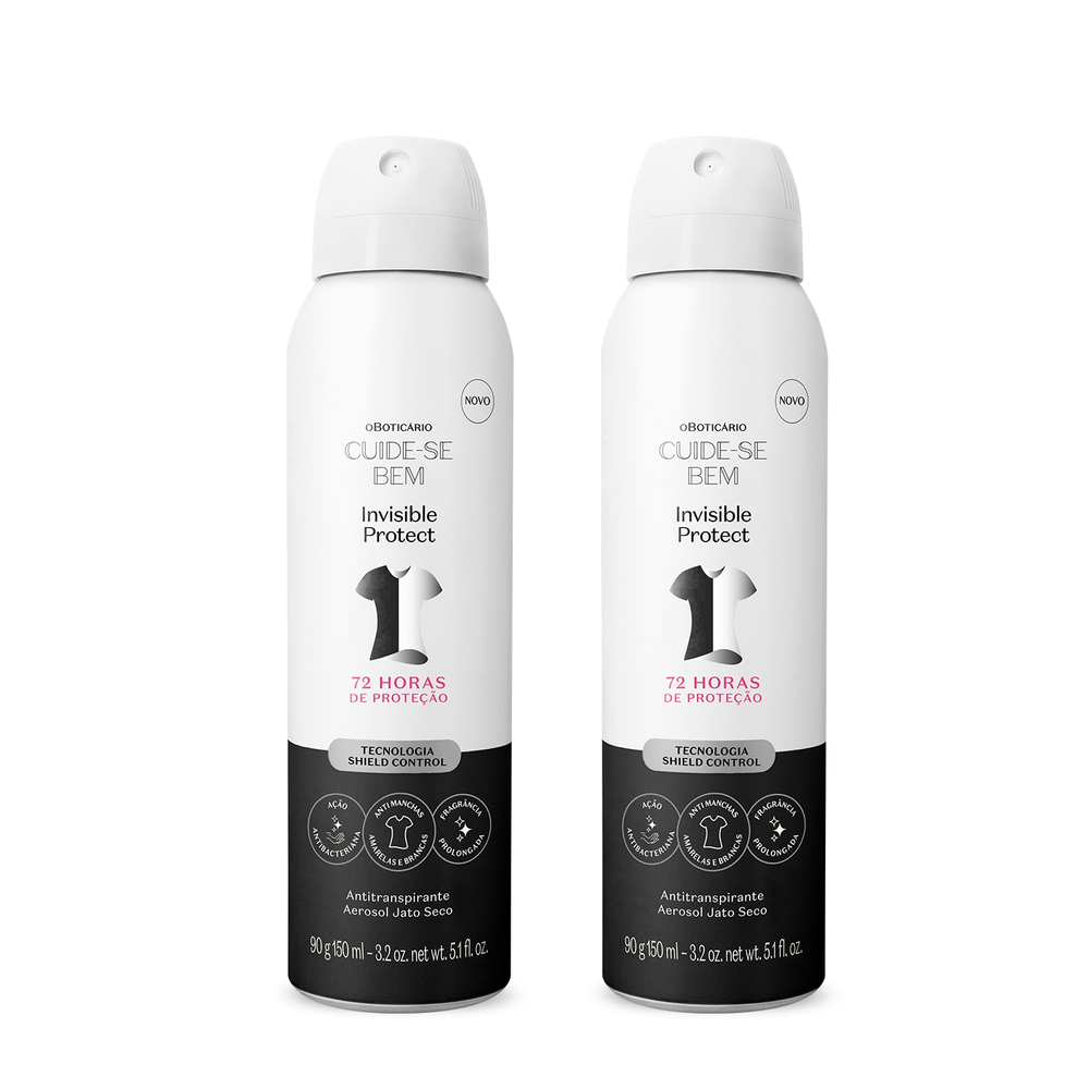 Combo Antitranspirante Aerosol Jato Seco Cuide-se Bem Invisible Protect 90g/150ml (2 itens) Combo Antitranspirante Aerosol Jato Seco Cuide-se Bem Invisible Protect 90g/150ml (2 itens)