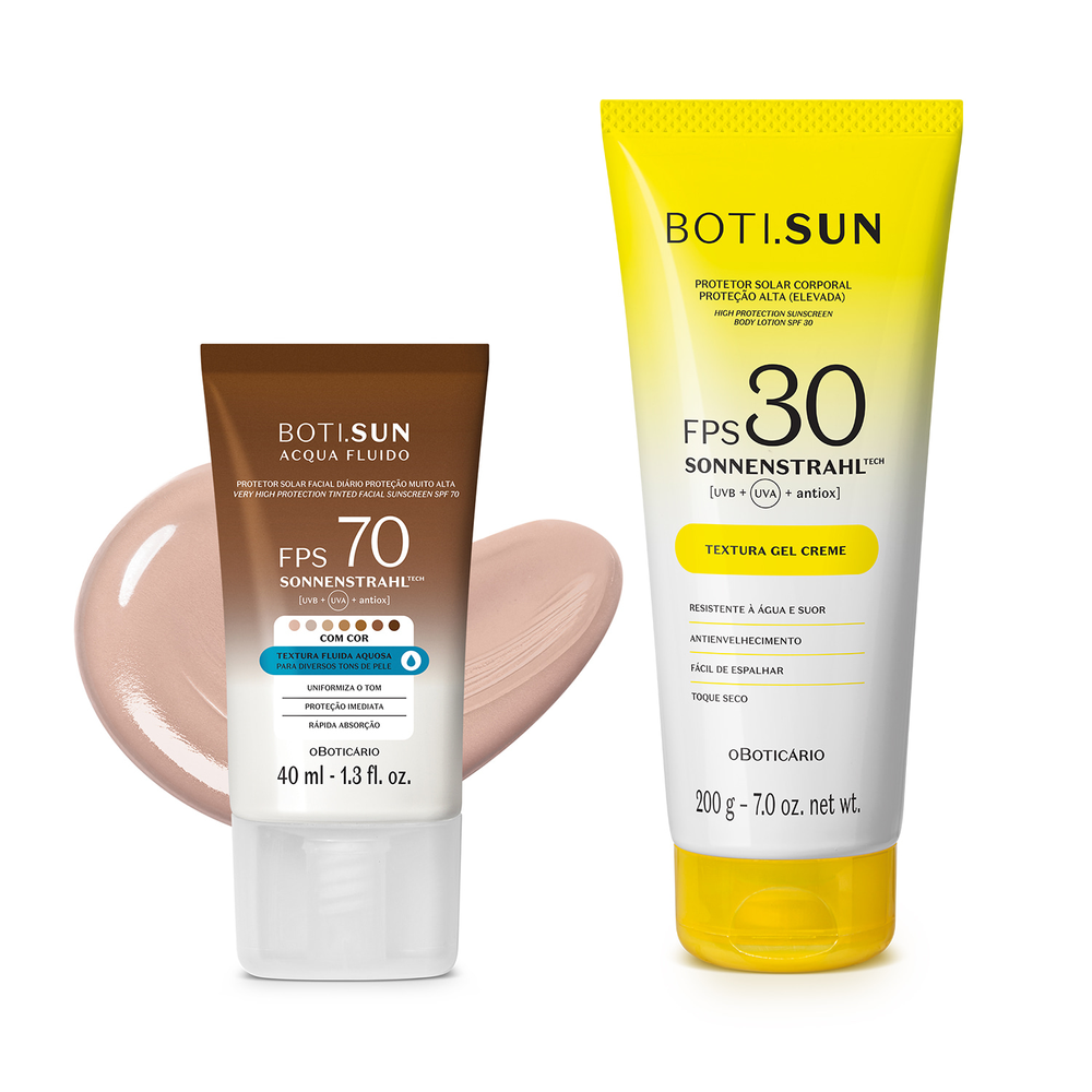 Combo Boti.Sun Protetor Solar: Facial com cor FPS70 Cor 01 200g + Corporal FPS30 200g Combo Boti.Sun Protetor Solar: Facial com cor FPS70 Cor 01 200g + Corporal FPS30 200g