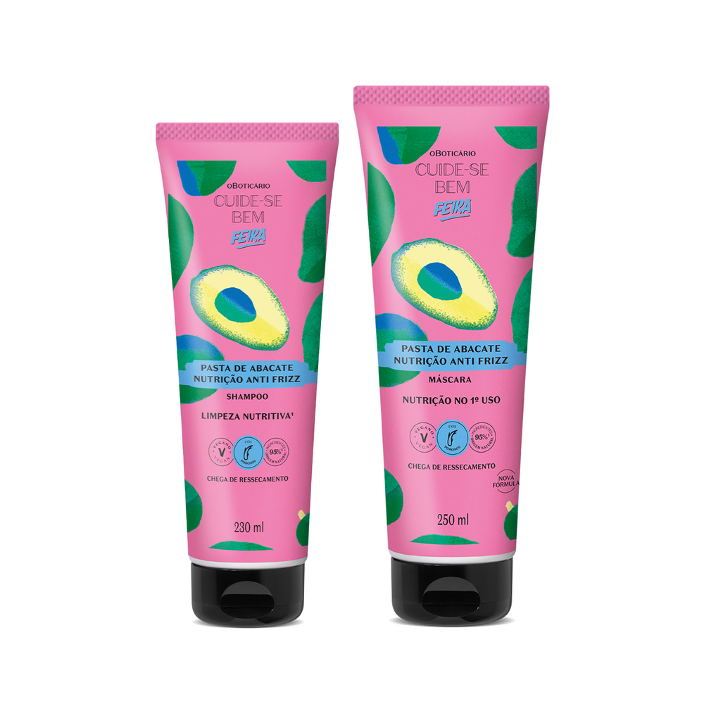 Combo Cuide-se Bem Feira Pasta de Abacate: Shampoo 230ml + Máscara Capilar 250ml Combo Cuide-se Bem Feira Pasta de Abacate: Shampoo 230ml + Máscara Capilar 250ml