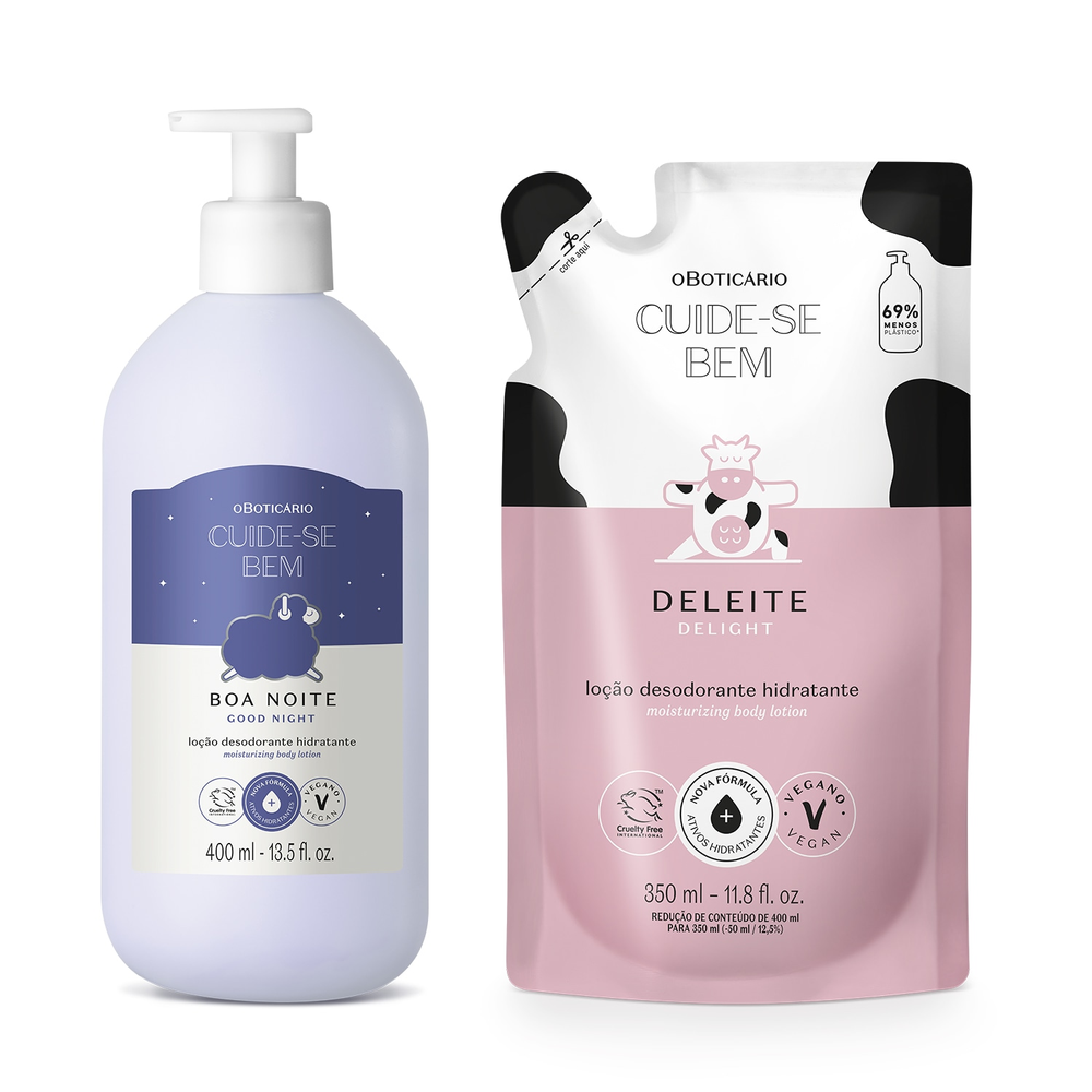 Combo Cuide-se Bem: Loção Corporal Boa Noite 400ml + Refil Deleite 350ml