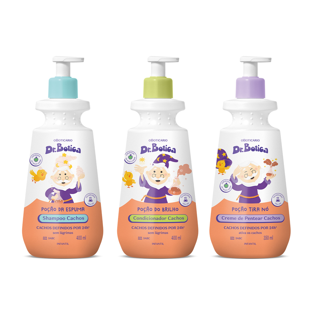 Combo Dr. Botica Cabelos Cacheados 3 ABC: Shampoo Infantil 400ml + Condicionador Infantil 400ml + Creme Para Pentear Infantil 350ml Combo Dr. Botica Cabelos Cacheados 3 ABC: Shampoo Infantil 400ml + Condicionador Infantil 400ml + Creme Para Pentear Infantil 350ml