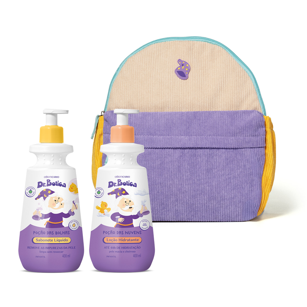 Combo Dr. Botica: Sabonete Líquido Infantil 400ml + Loção Corporal Infantil 400ml + Mochila Infantil Combo Dr. Botica: Sabonete Líquido Infantil 400ml + Loção Corporal Infantil 400ml + Mochila Infantil