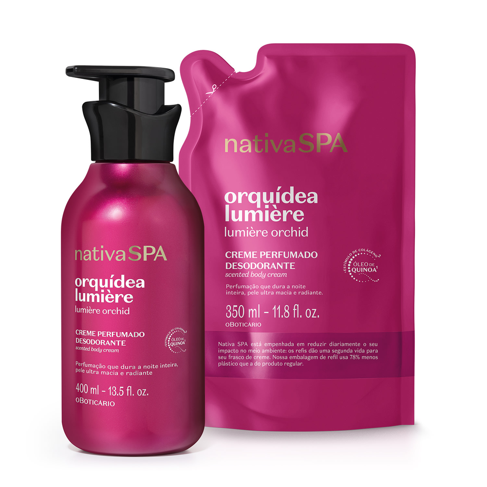 Combo Nativa SPA Orquídea Lumière: Creme Perfumado Desodorante 400ml + Refil 350ml