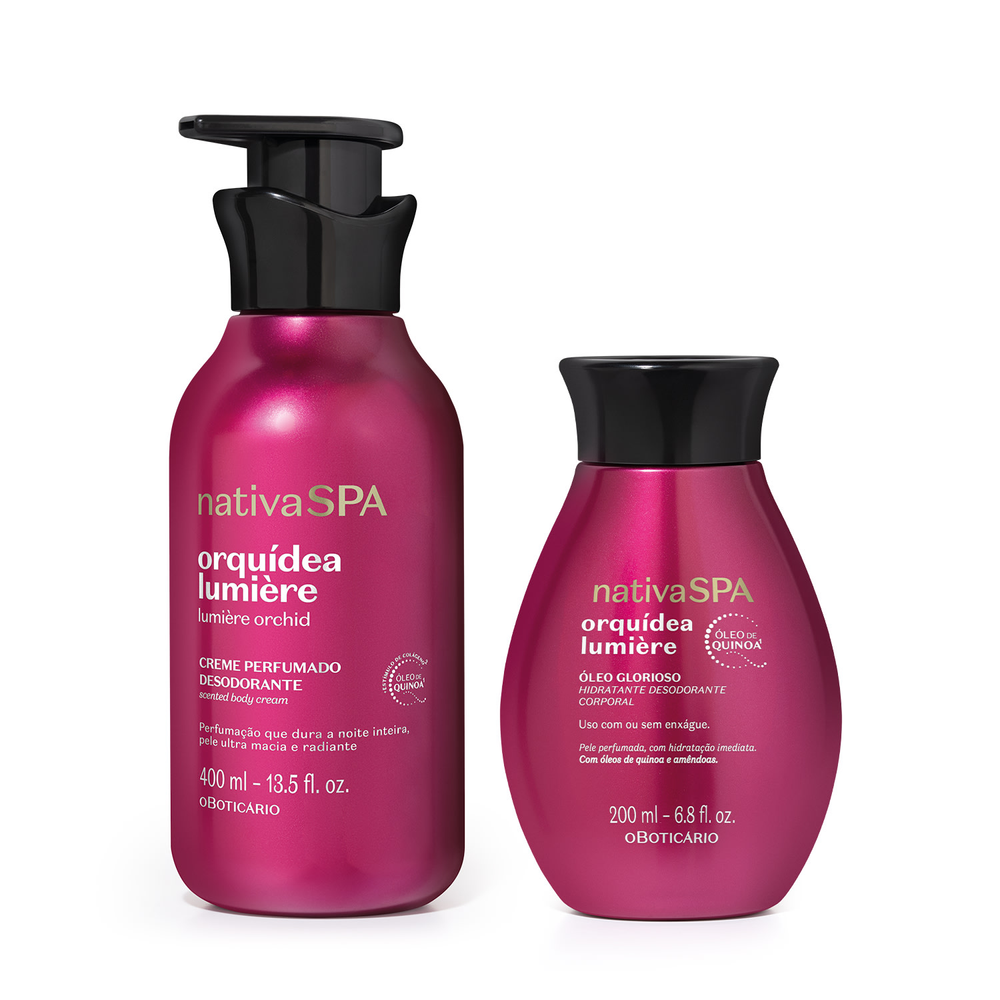 Combo Nativa SPA Orquídea Lumière: Creme Perfumado Desodorante 400ml + Óleo Hidratante Desodorante Corporal Glorioso 200ml Combo Nativa SPA Orquídea Lumière: Creme Perfumado Desodorante 400ml + Óleo Hidratante Desodorante Corporal Glorioso 200ml