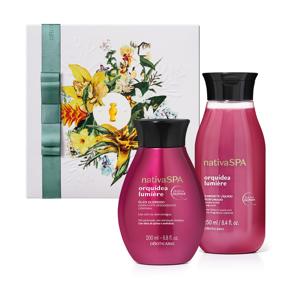 Combo Presente Dia Das Mães Nativa Spa Orquídea Lumiére: Loção Corporal 200ml + Sabonete Líquido Perfumado 250ml Combo Presente Dia Das Mães Nativa Spa Orquídea Lumiére: Loção Corporal 200ml + Sabonete Líquido Perfumado 250ml