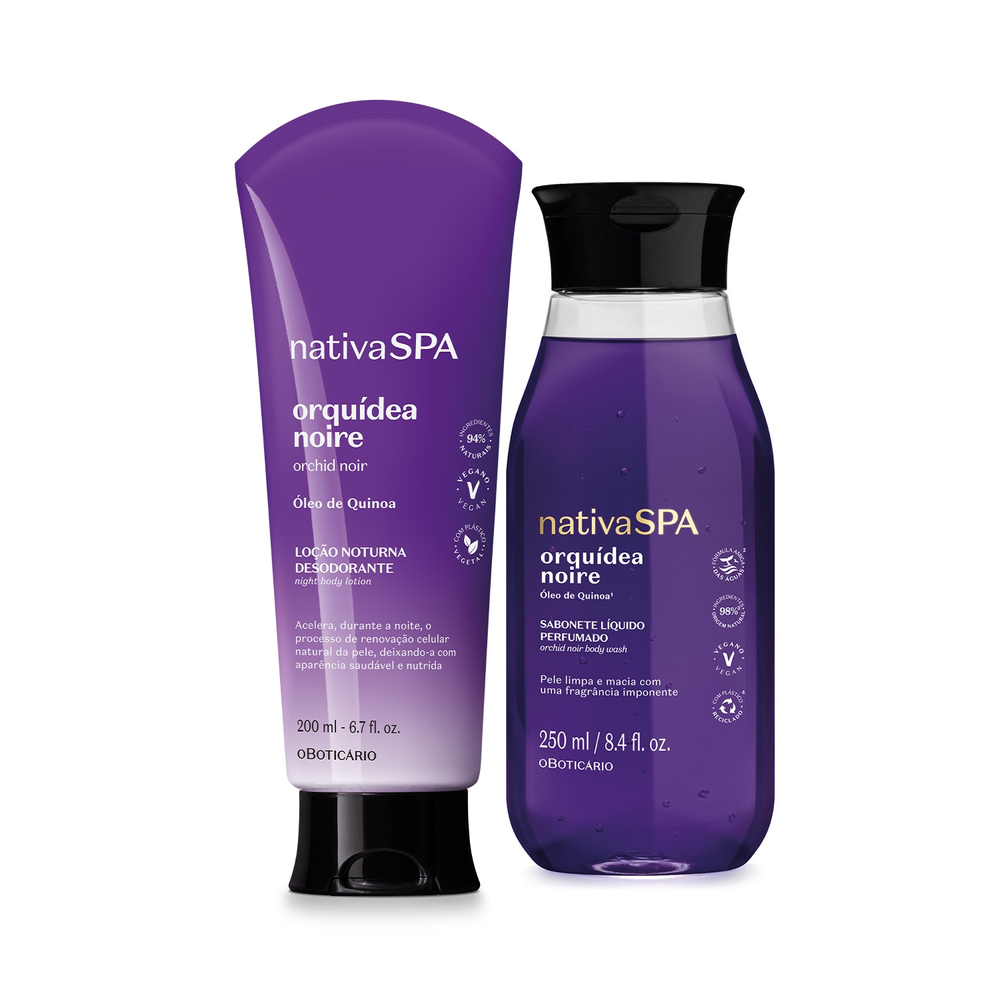 Combo Presente Nativa Spa Orquídea Noire: Loção Corporal 200ml + Sabonete Líquido Perfumado 250ml
