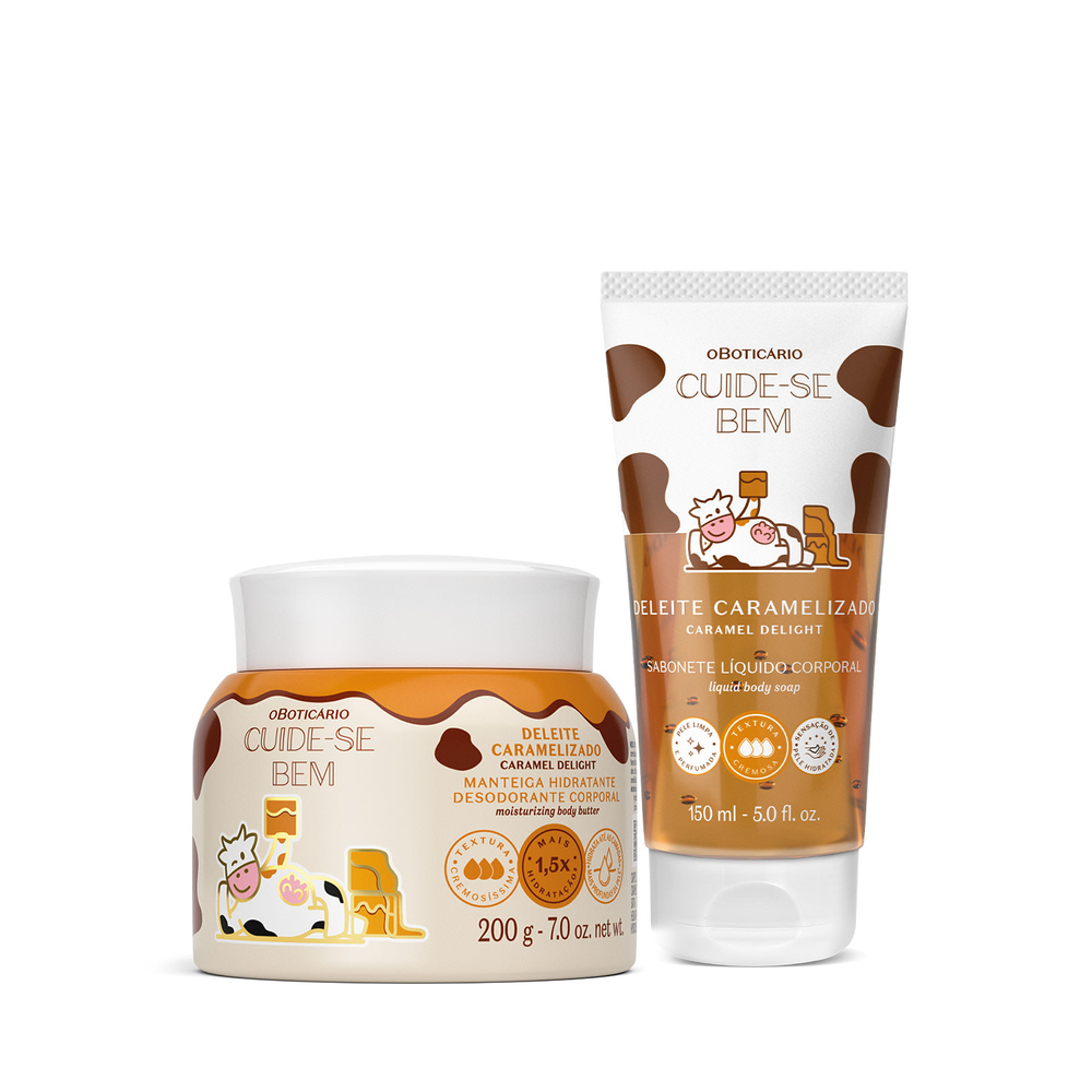 Combo Cuide-Se Bem Deleite Caramelizado: Manteiga Corporal 200g + Sabonete Líquido 150ml Combo Cuide-Se Bem Deleite Caramelizado: Manteiga Corporal 200g + Sabonete Líquido 150ml