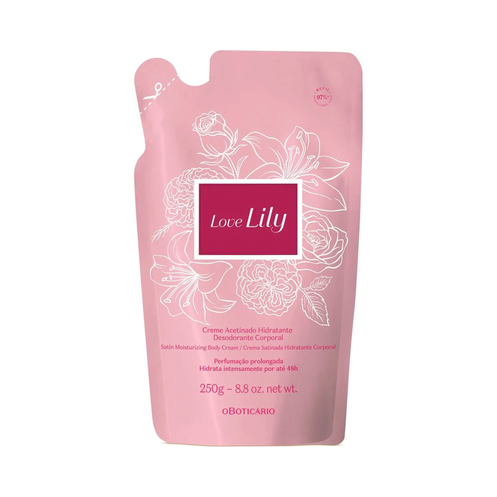 Refil Creme Acetinado Desodorante Hidratante Corporal Love Lily 250g Refil Creme Acetinado Desodorante Hidratante Corporal Love Lily 250g