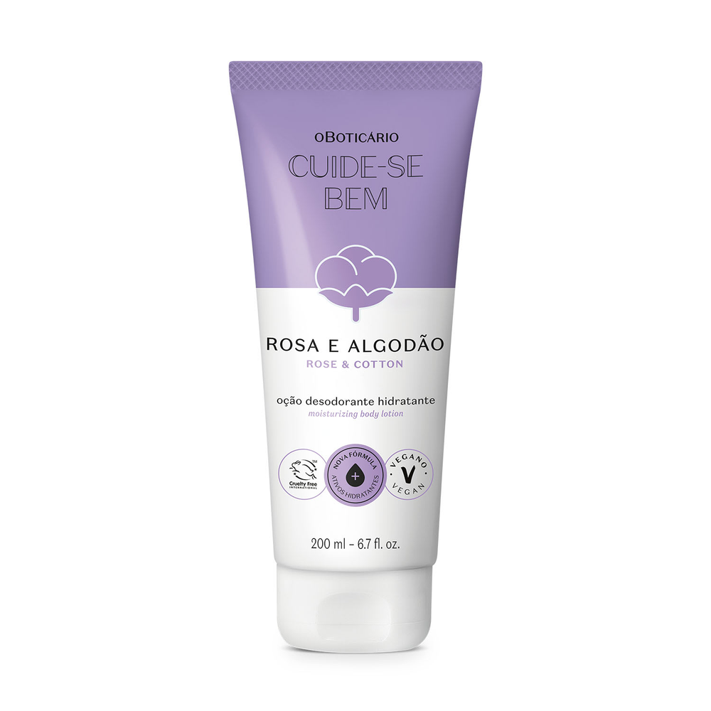 Loção Desodorante Hidratante Corporal Cuide-se Bem Rosa e Algodão 200ml