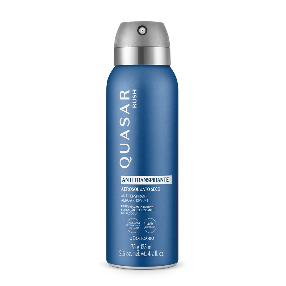 Desodorante Antitranspirante Aerosol Quasar Rush 75g/125ml Desodorante Antitranspirante Aerosol Quasar Rush 75g/125ml
