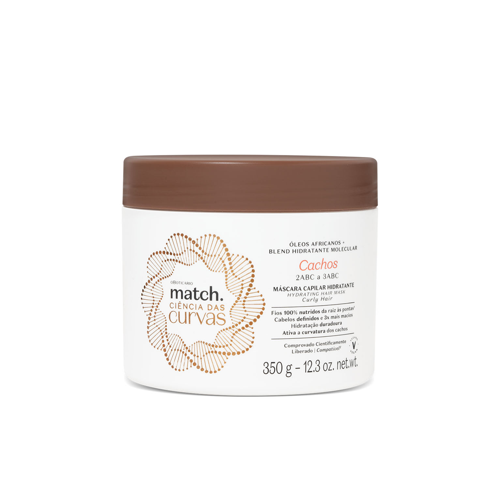 Máscara Capilar Hidratante Match Ciência das Curvas Cachos 350g Máscara Capilar Hidratante Match Ciência das Curvas Cachos 350g
