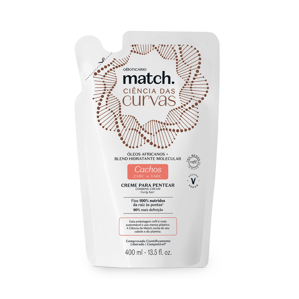 Refil Creme Para Pentear Cachos Match Ciência das Curvas 400ml Refil Creme Para Pentear Cachos Match Ciência das Curvas 400ml