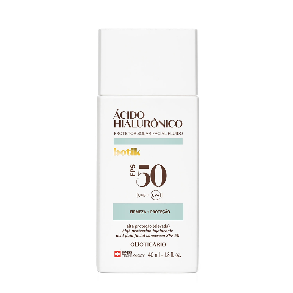 Protetor Solar Facial Fluido FPS 50 Botik Ácido Hialurônico 40ml Protetor Solar Facial Fluido FPS 50 Botik Ácido Hialurônico 40ml