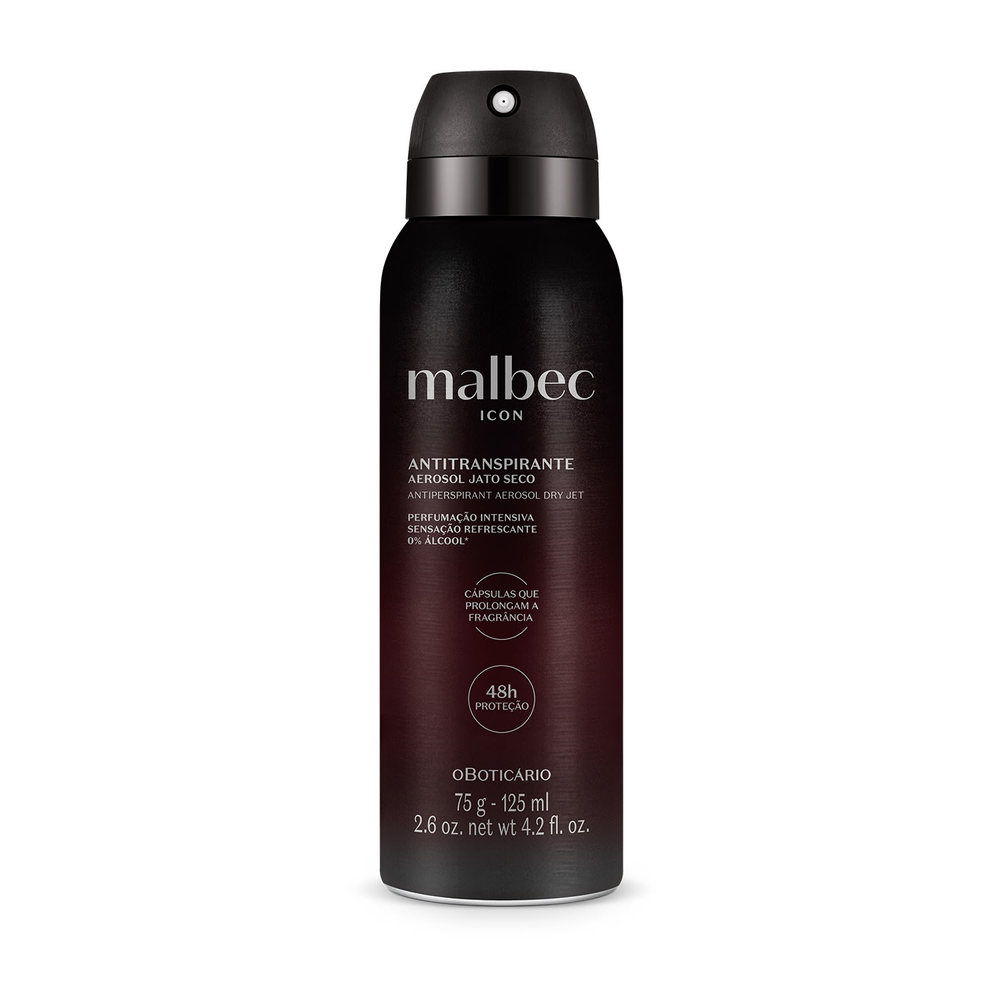Antitranspirante Aerossol Jato Seco Malbec Icon 75g/125ml