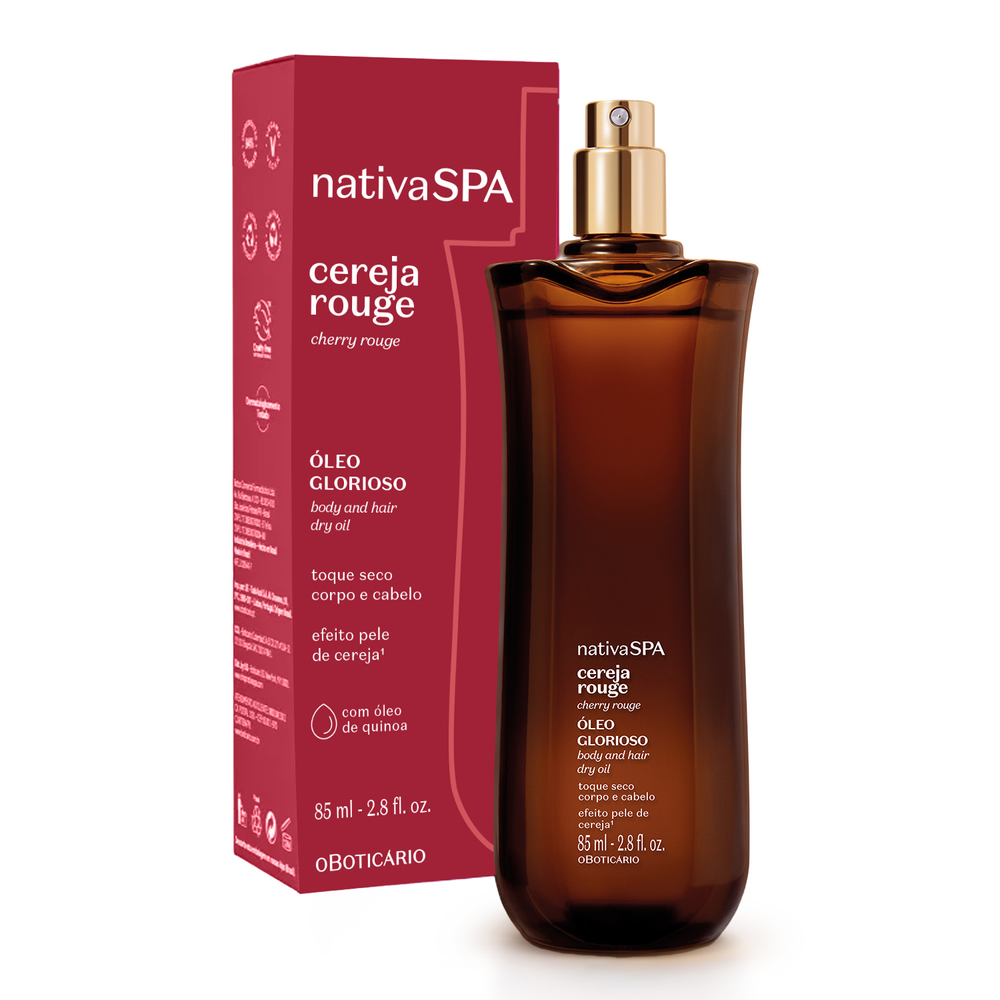 Óleo Multifuncional Glorioso Corpo e Cabelos Nativa SPA Cereja Rouge 85ml