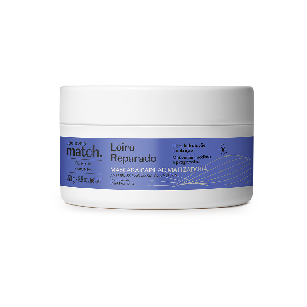 Máscara Capilar Matizadora Match Loiro Reparado 250g Máscara Capilar Matizadora Match Loiro Reparado 250g
