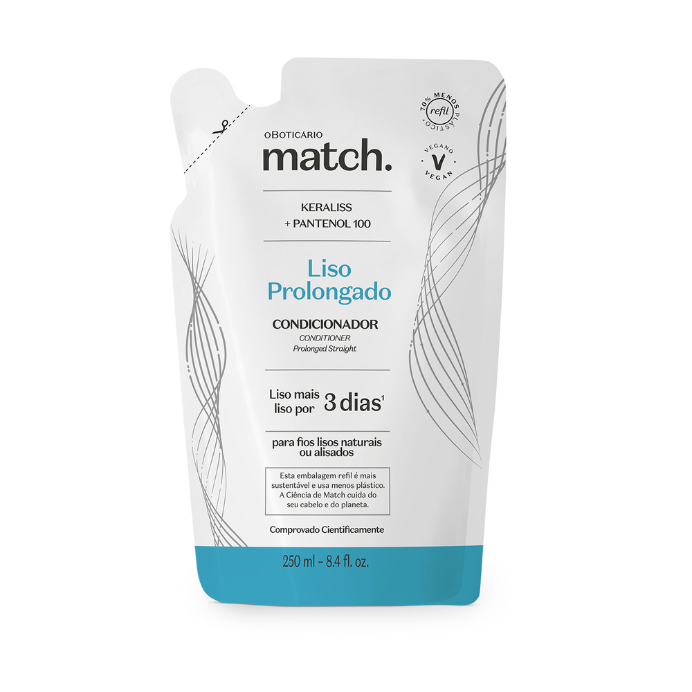 Refil Condicionador Match Liso Prolongado 250ml Refil Condicionador Match Liso Prolongado 250ml