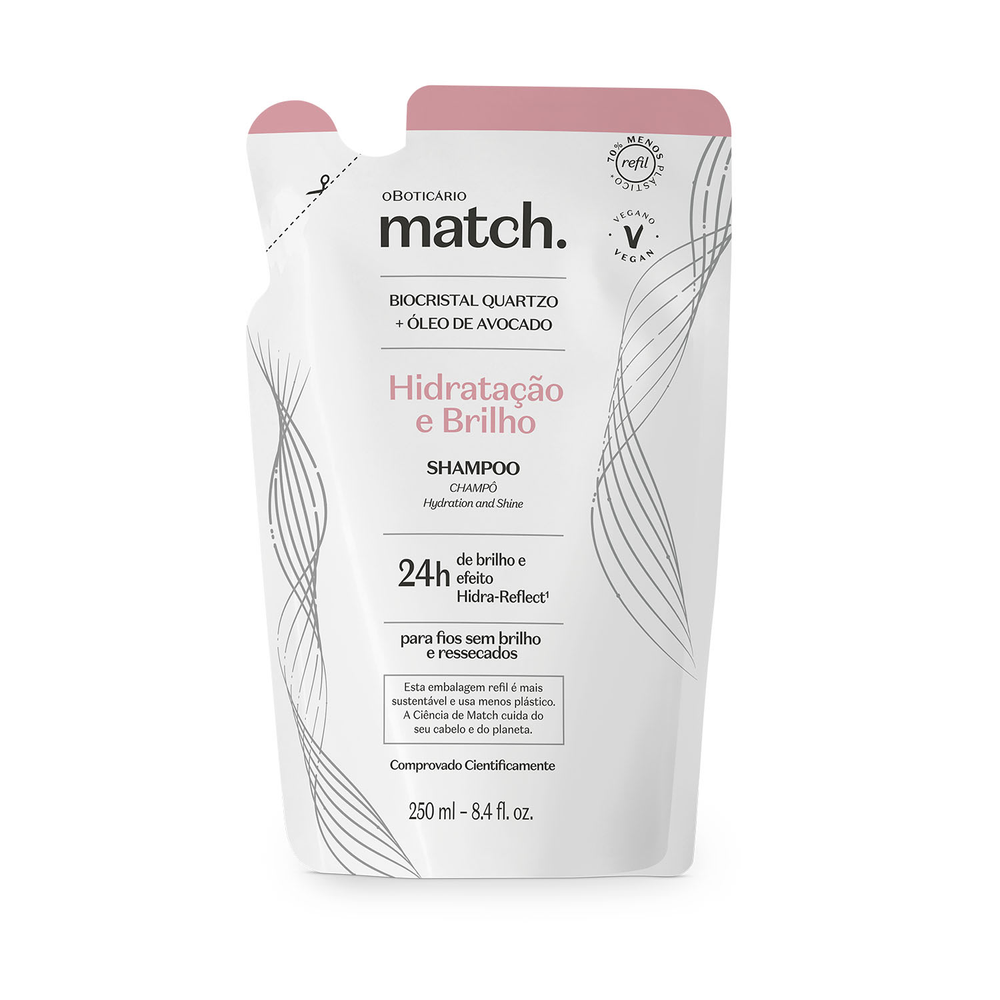 Refil Shampoo Match Hidratação e Brilho 250ml Refil Shampoo Match Hidratação e Brilho 250ml