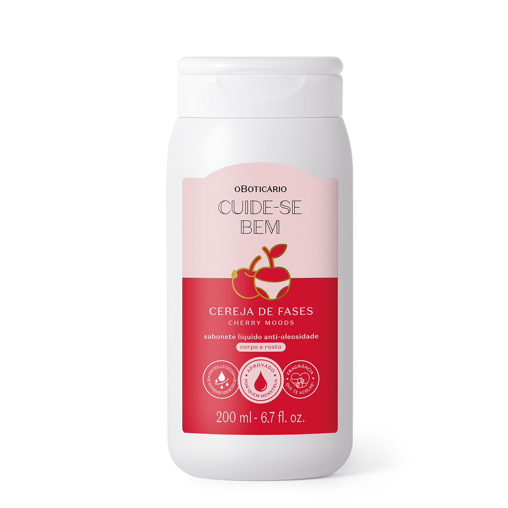 Sabonete Líquido Anti-Oleosidade Corpo E Rosto Cuide-se Bem Cereja De Fases 200ml Sabonete Líquido Anti-Oleosidade Corpo E Rosto Cuide-se Bem Cereja De Fases 200ml