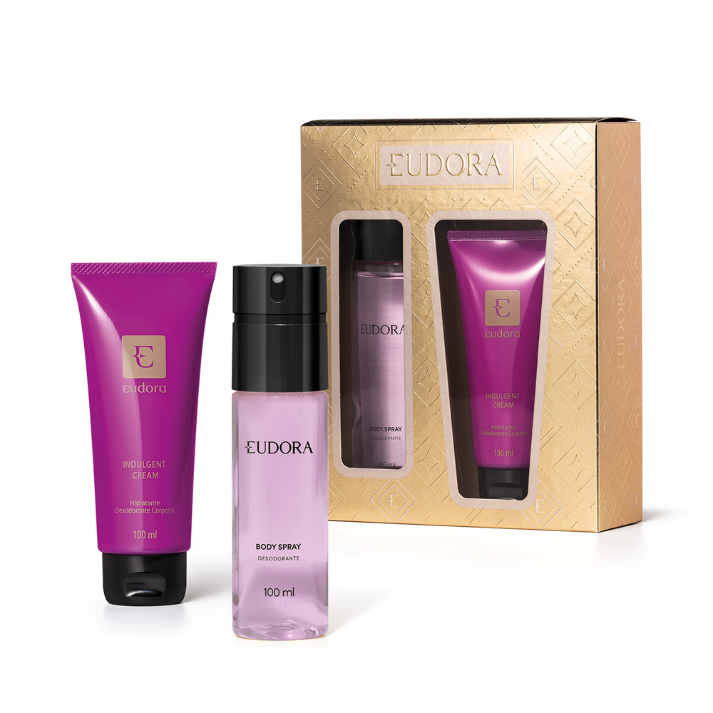 Kit Presente Natal Eudora Roxinho: Creme Corporal 100g + Body Spray 100ml