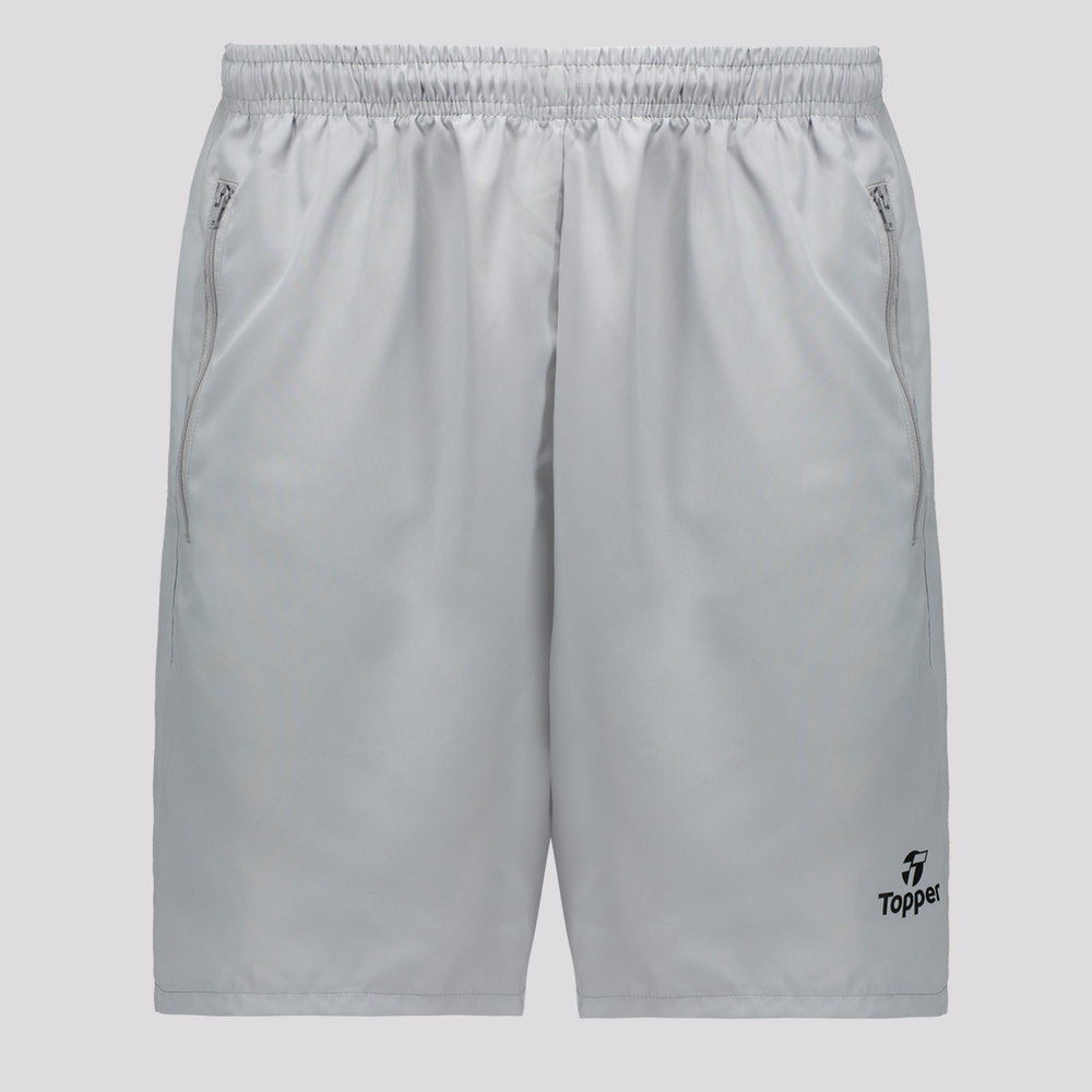 Bermuda Topper Com Bolso de Zíper Cinza Claro