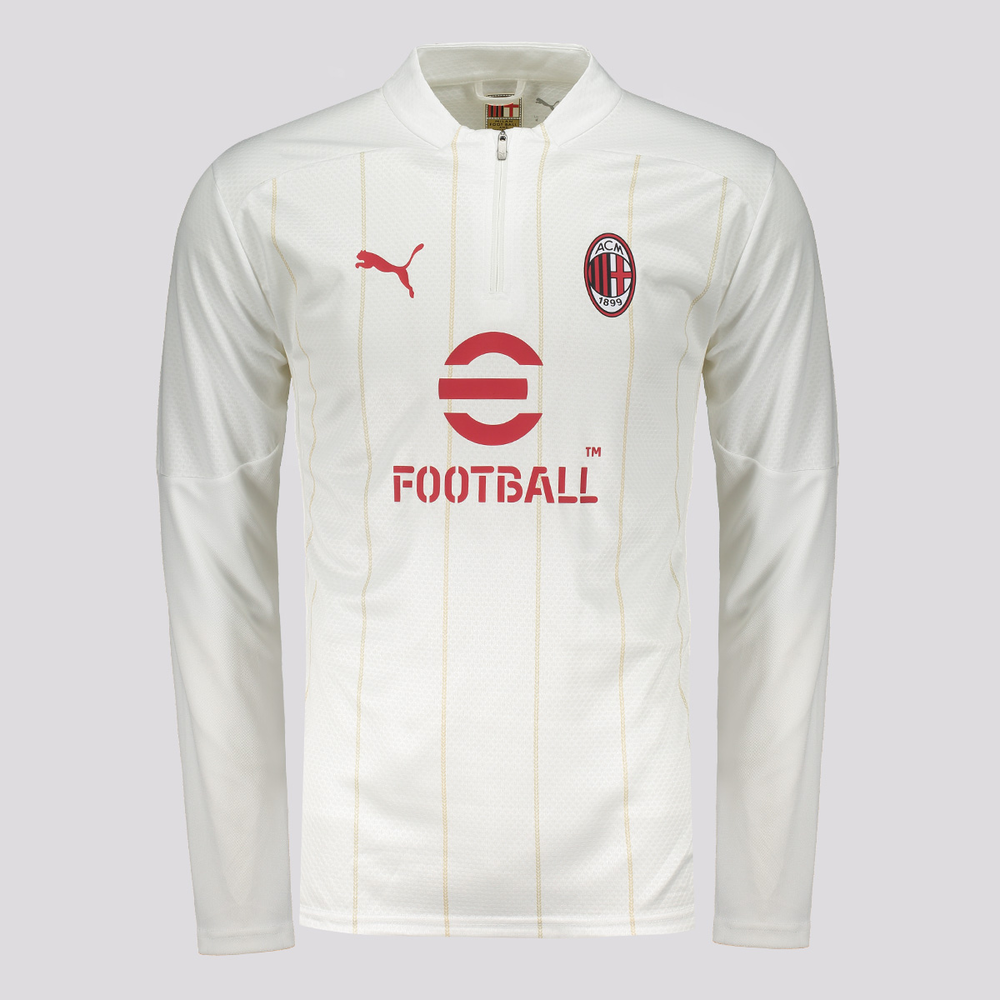 Blusão Puma Milan Pré-Jogo 2025 Branco Blusão Puma Milan Pré-Jogo 2025 Branco