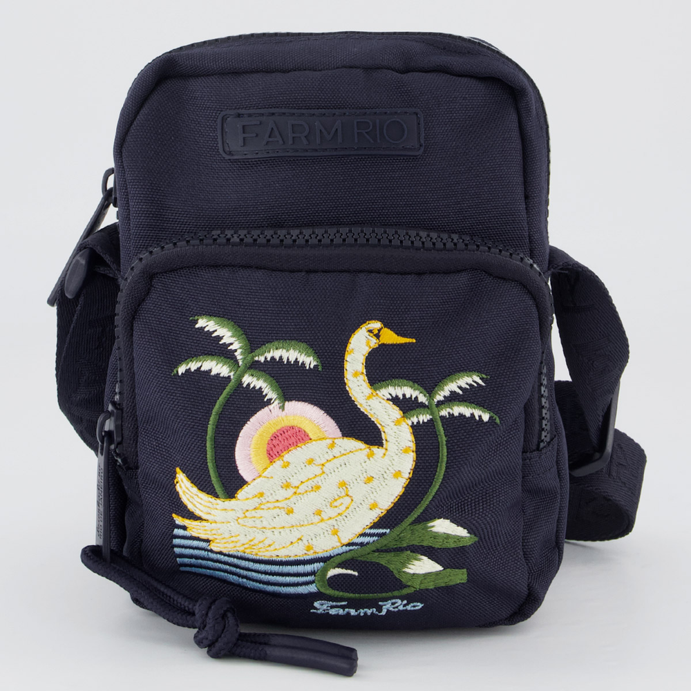 Bolsa Farm da Gema Cisne Tropical Marinho Bolsa Farm da Gema Cisne Tropical Marinho
