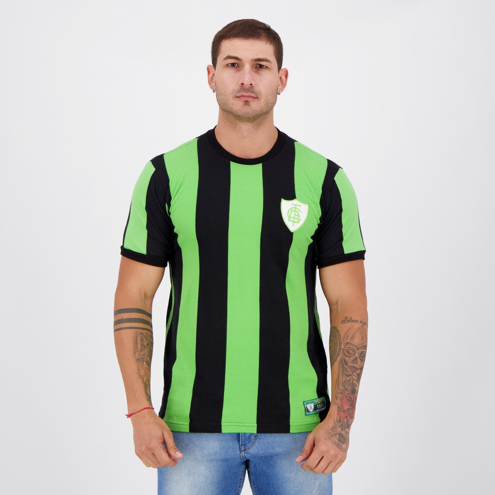 Camisa América Mineiro Retrô 1971 Verde e Preta Camisa América Mineiro Retrô 1971 Verde e Preta