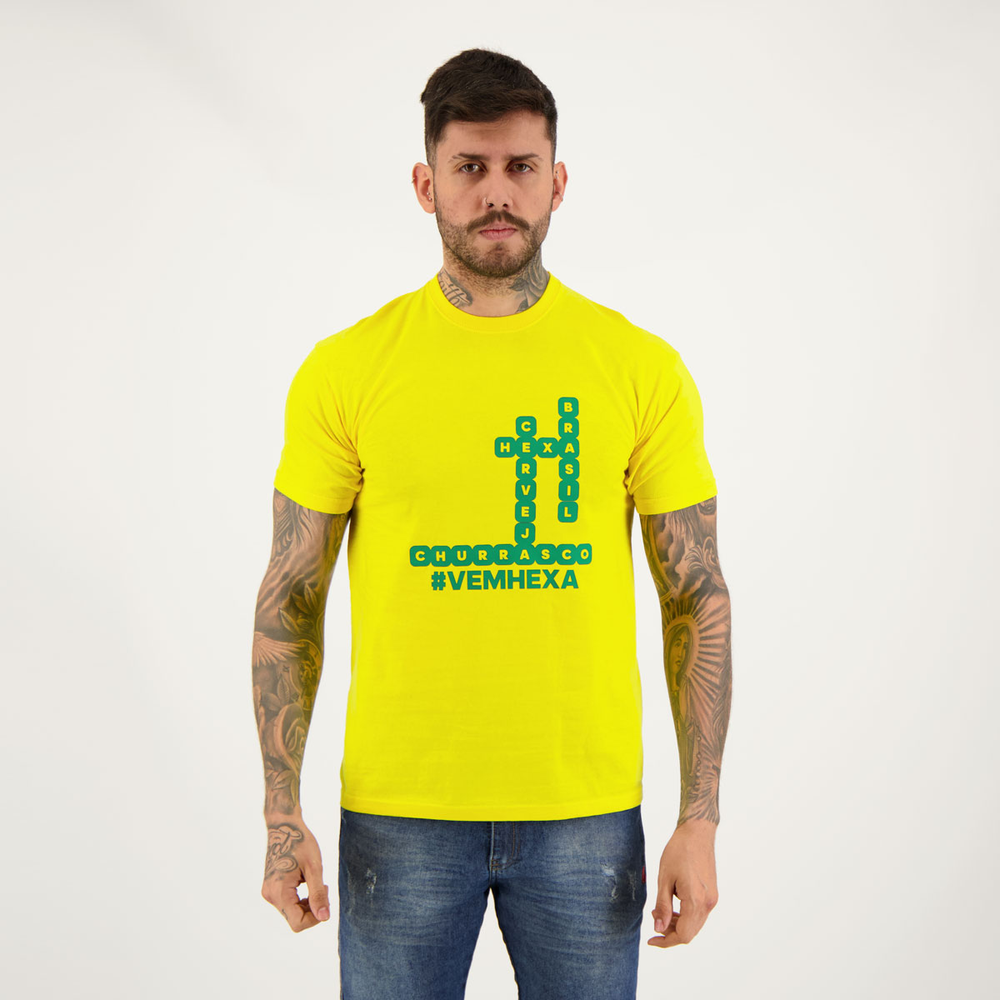 Camisa Brasil Cruzadas Amarela Camisa Brasil Cruzadas Amarela